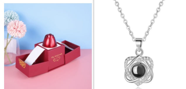 Hot Valentine's Day Gifts Metal Rose Jewelry Gift Box Necklace For Wedding Girlfriend Necklace Gifts Set2 Infinite Avenue