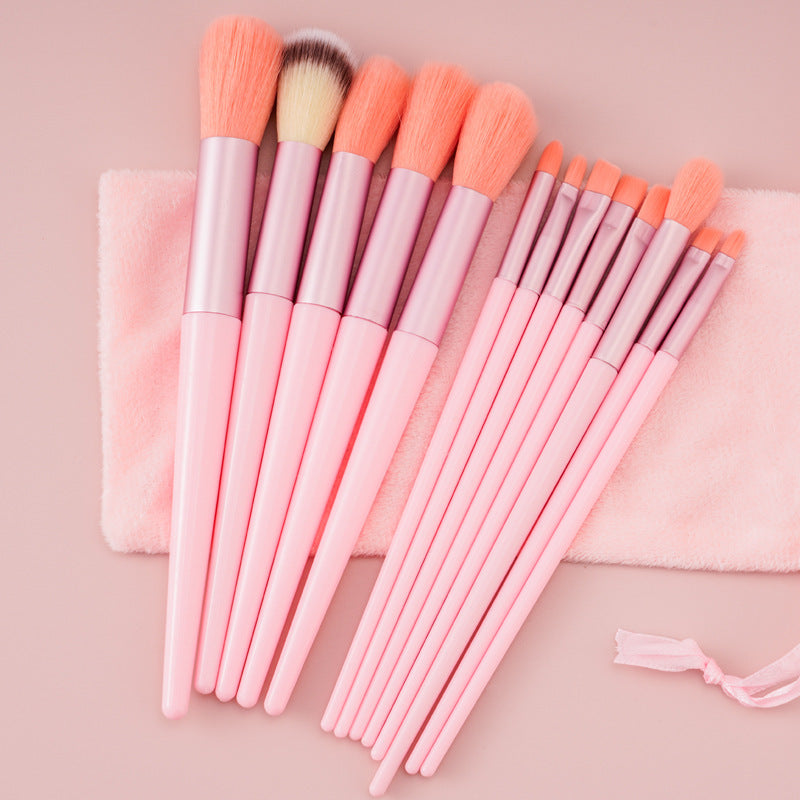 13-Piece Makeup Brush Set – Foundation, Blush, Eyeshadow 13 Pink Bags Infinite Avenue