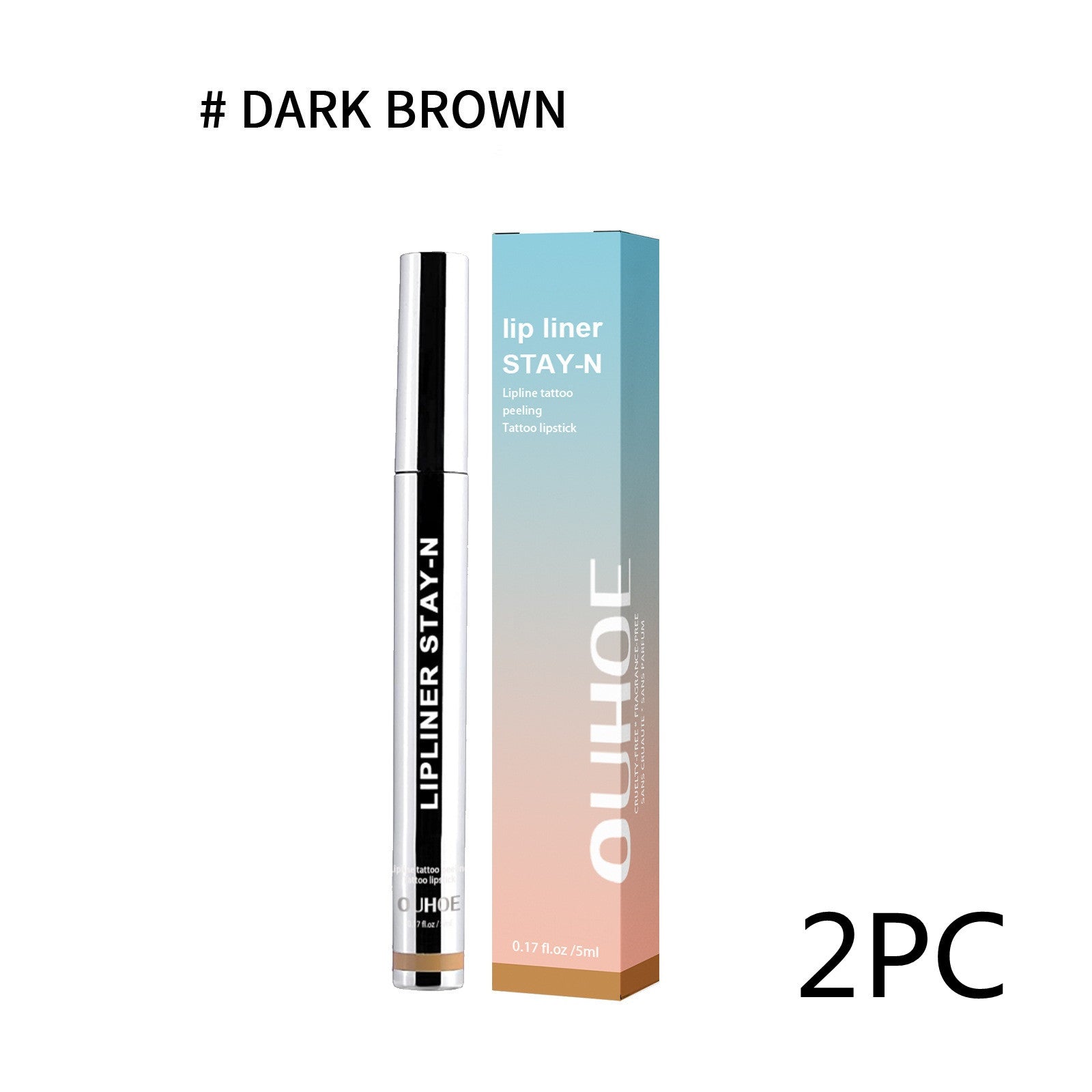 Lip Liner Pen Dark Brown Waterproof Long Lasting Plump Soft Lip Gloss Makeup Cosmetics Dark Brown 2PC Infinite Avenue