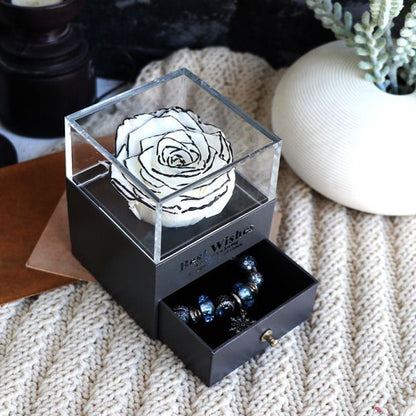 Eternal Flower Rose Jewelry Box for Birthday Presents Valentines Day Wedding Gift White Infinite Avenue