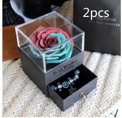 Eternal Flower Rose Jewelry Box for Birthday Presents Valentines Day Wedding Gift Red blue2pcs Infinite Avenue