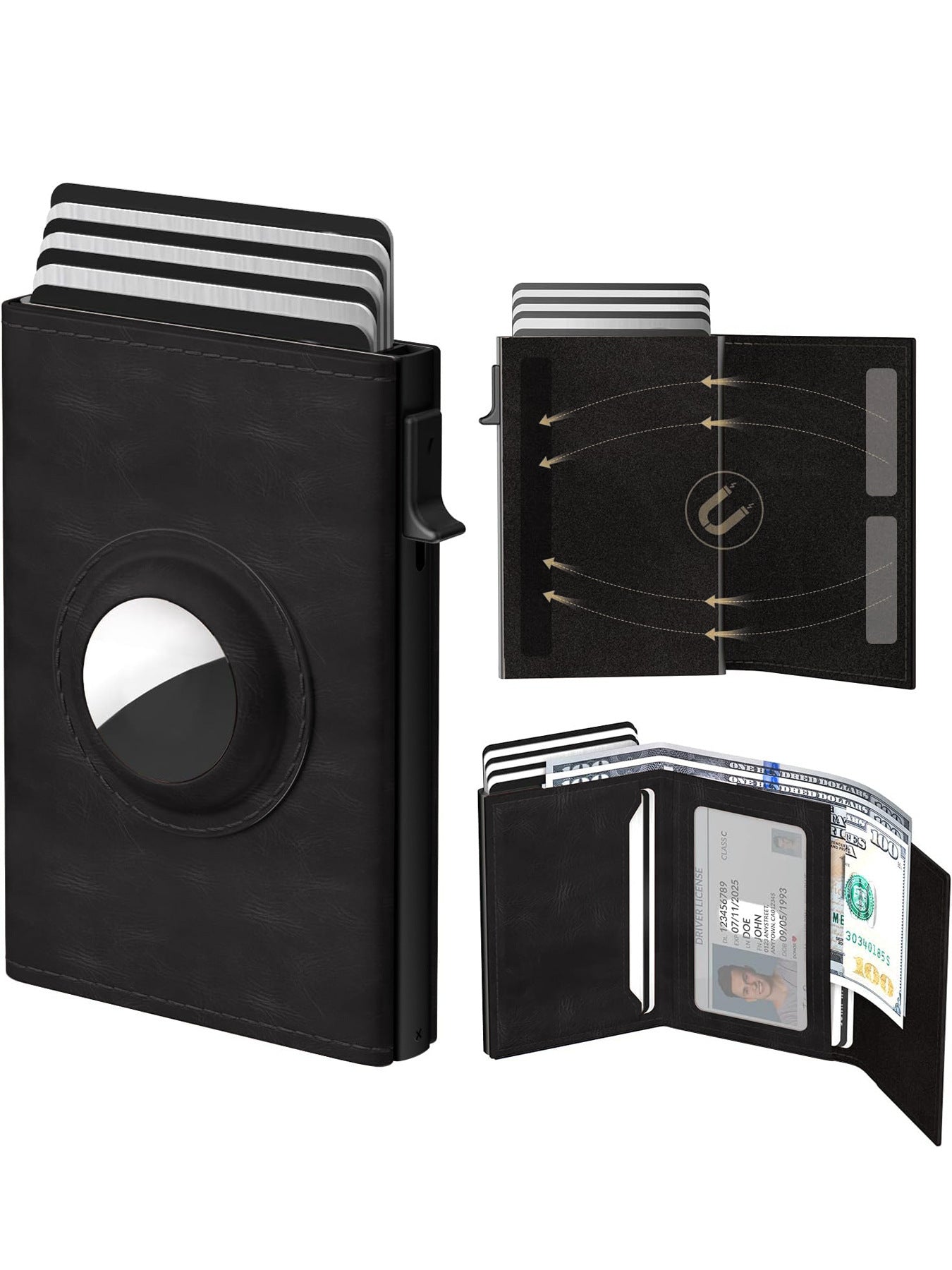 Men's Ultra-thin Smart Wallet Card Clamp Black Infinite Avenue