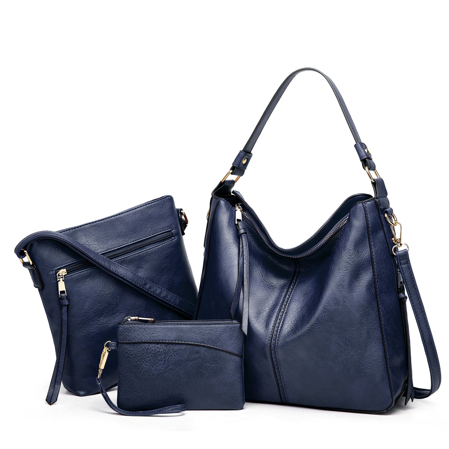 Large Capacity Tote Shoulder Bag Three-piece Set Dark Blue 3 PCS Infinite Avenue