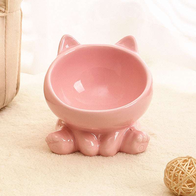 Ceramic Cat Bowl Cat Bowl Cat Food Bowl Neck Guard Oblique Mouth Dog Bowl Pet Bowl Infinite Avenue