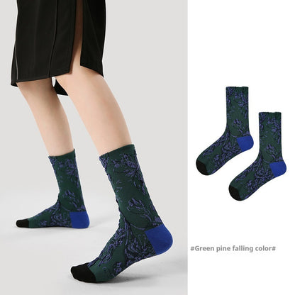 Vintage Court Style Mid-Length Socks Pine Color Drop Average Size Infinite Avenue