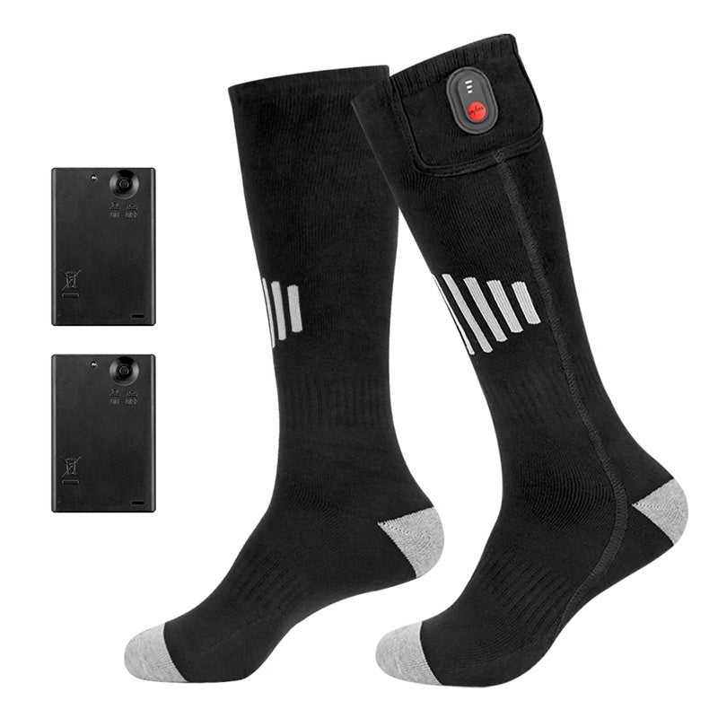 Electric Heating Pure Cotton Socks Skiing Casual Men And Women Warm-keeping Socks Black And Gray Battery Box Free Size Infinite Avenue