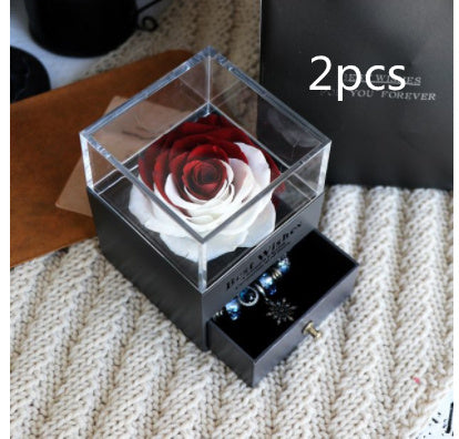 Eternal Flower Rose Jewelry Box for Birthday Presents Valentines Day Wedding Gift Red white2pcs Infinite Avenue