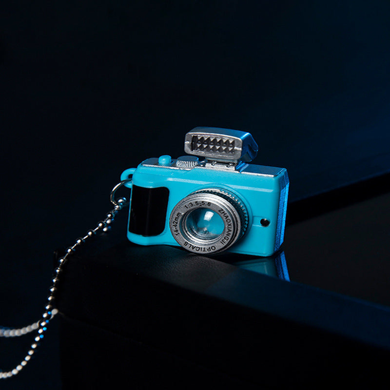 Luminous Small Camera Ball Titanium Steel Necklace Can Sound Blue camera Infinite Avenue