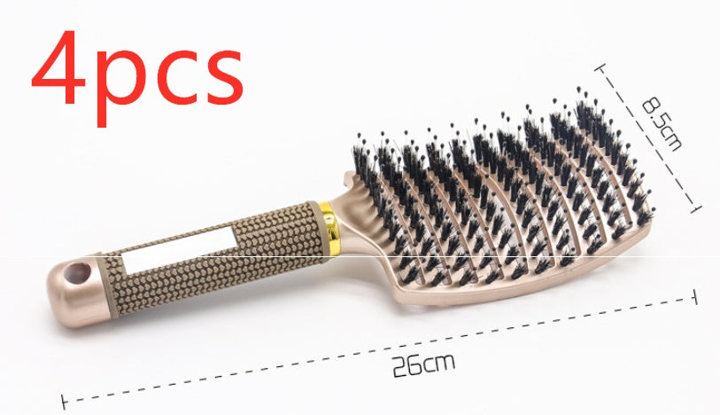 Hairbrush Anti Klit Brushy Haarborstel Women Detangler Hair Brush Bristle Nylon Scalp Massage Teaser Hair Brush Comb Gold Brush 4pcs Infinite Avenue