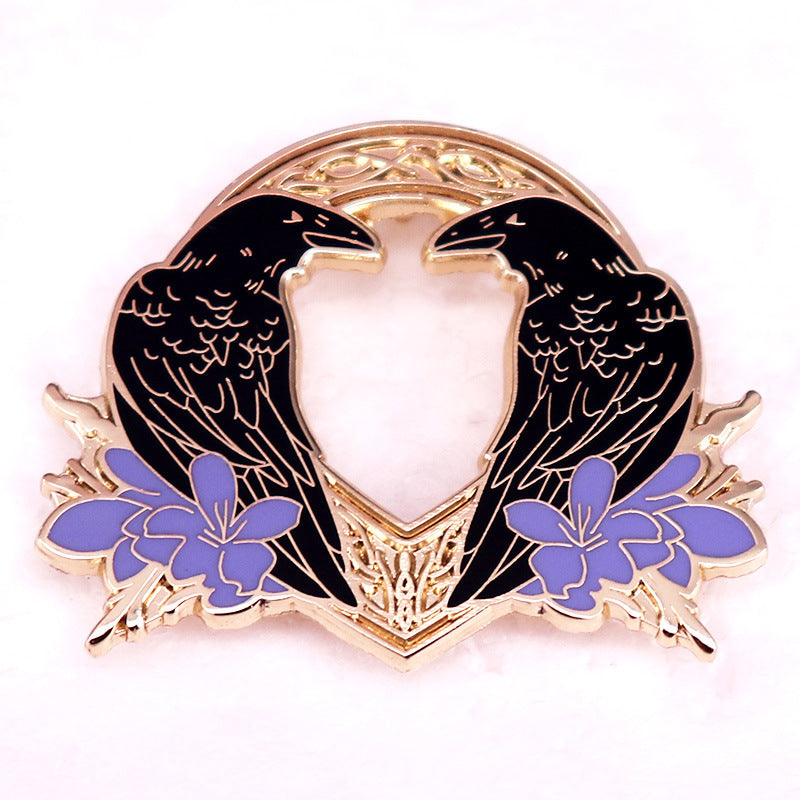 Personality Trendy Copper Crow Brooch Badge Accessories Gold Infinite Avenue