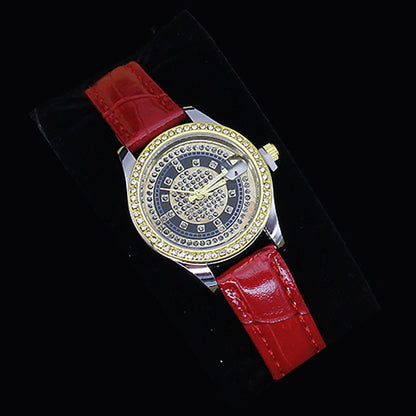 New Ladies Watch Good-looking Cross-border Valentine's Day Watch Jewelry Suit With Decoration Black Face Red Band Watch Infinite Avenue