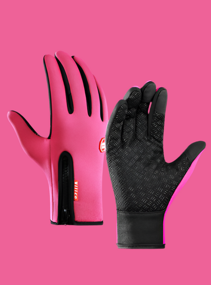 Winter Touchscreen Motorcycle Gloves – Waterproof & Fleece-Lined Rose red Infinite Avenue