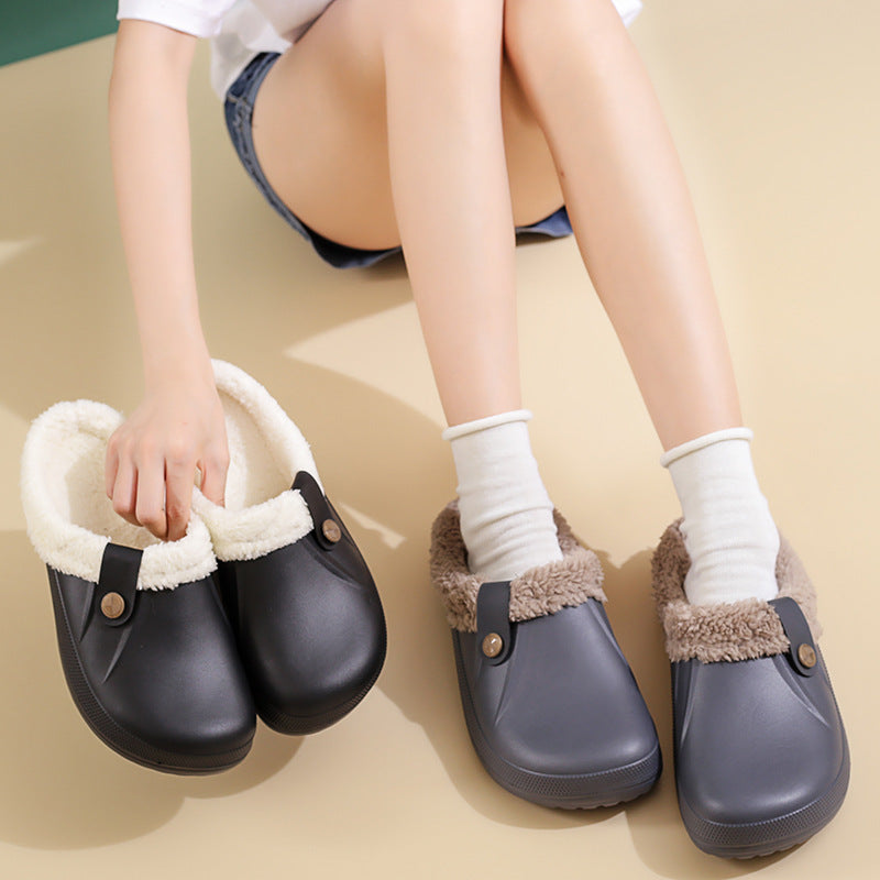 Female Plus Size Fleece-lined Home Cotton Slippers Infinite Avenue