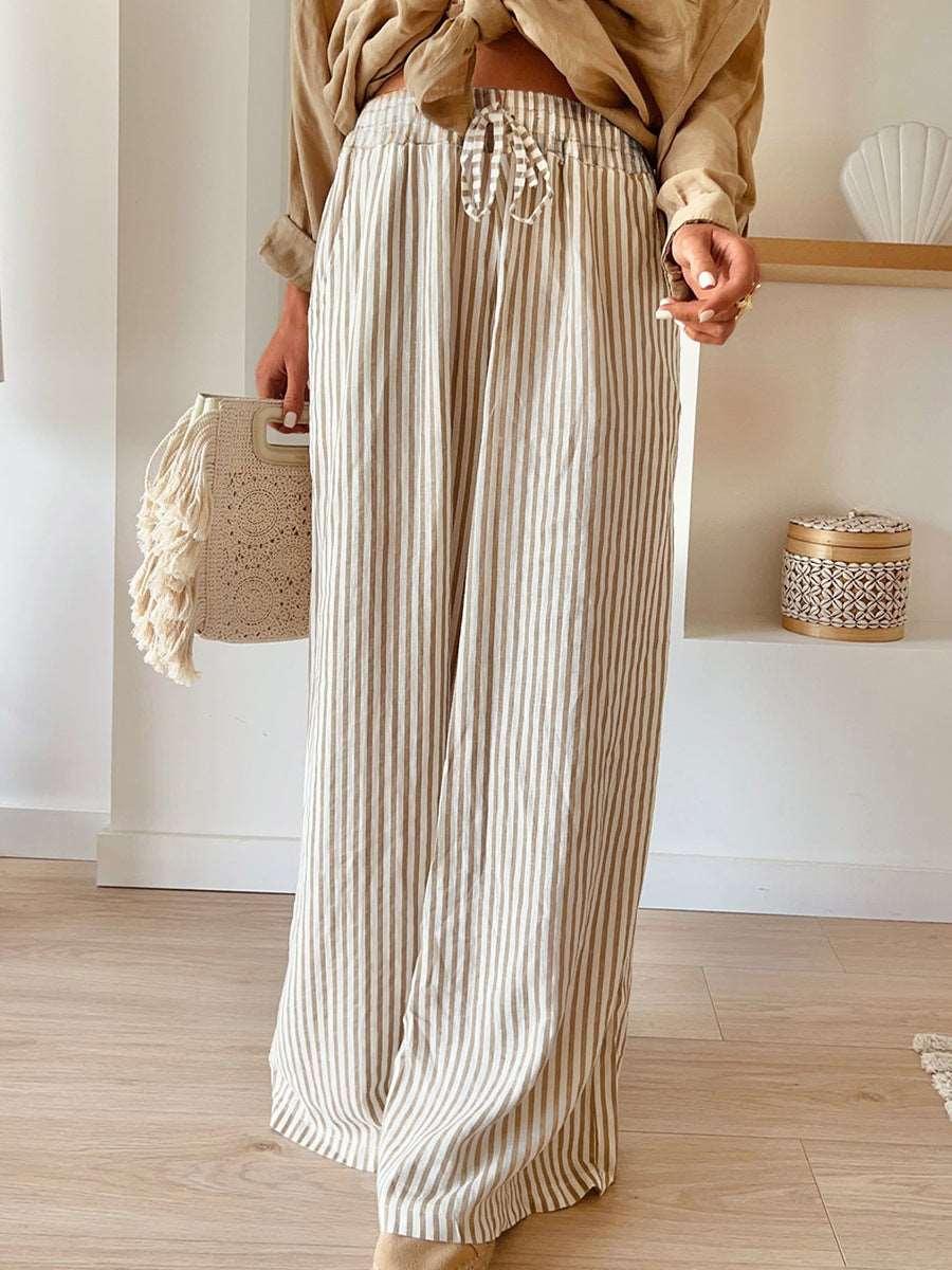 Fashion Striped Drawstring Casual Pants For Women - Infinite Avenue