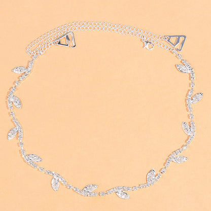 Women's Leaf Rhinestone Shoulder Chain Silver Infinite Avenue