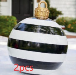 60CM Inflatable PVC Christmas Ball – Outdoor Tree Ornament Black stripes 2PCS 60cm Infinite Avenue