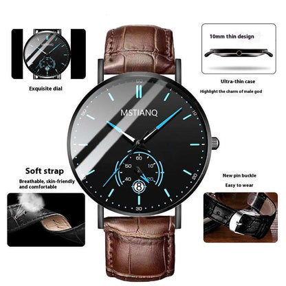 Trade Watch Stylish Black Technology Belt Refined Steel Korean Casual Calendar Brown Belt Blue Plate Infinite Avenue