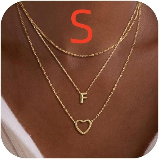 Bubble 26 Letter Necklace Stainless Steel Multi-layer Initial Letter Safety Pin Style 4 S Infinite Avenue