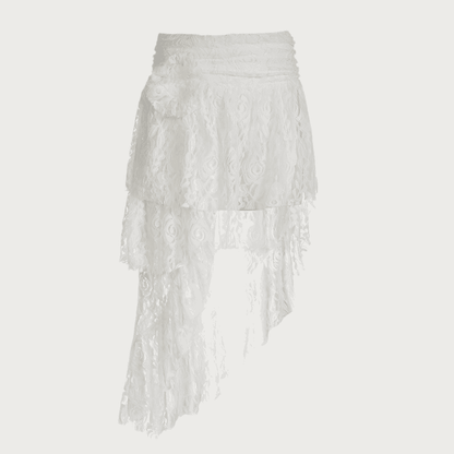 Bohemian French Lace Irregular Hem Skirt - Infinite Avenue