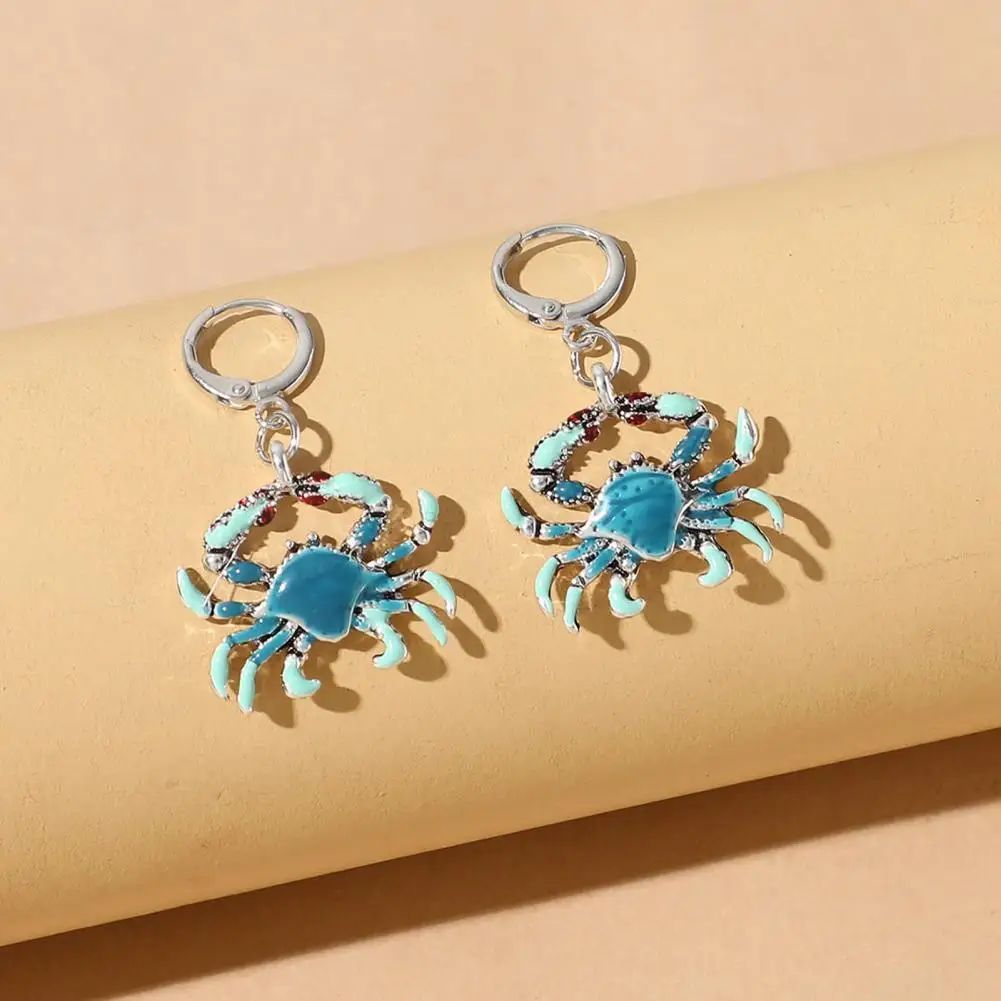 Women Earrings Elegant Crab Shape Earrings Glossy Metal Dangle Earring Crab Shape Drop Earring Party Hook Earrings Jewelry Infinite Avenue