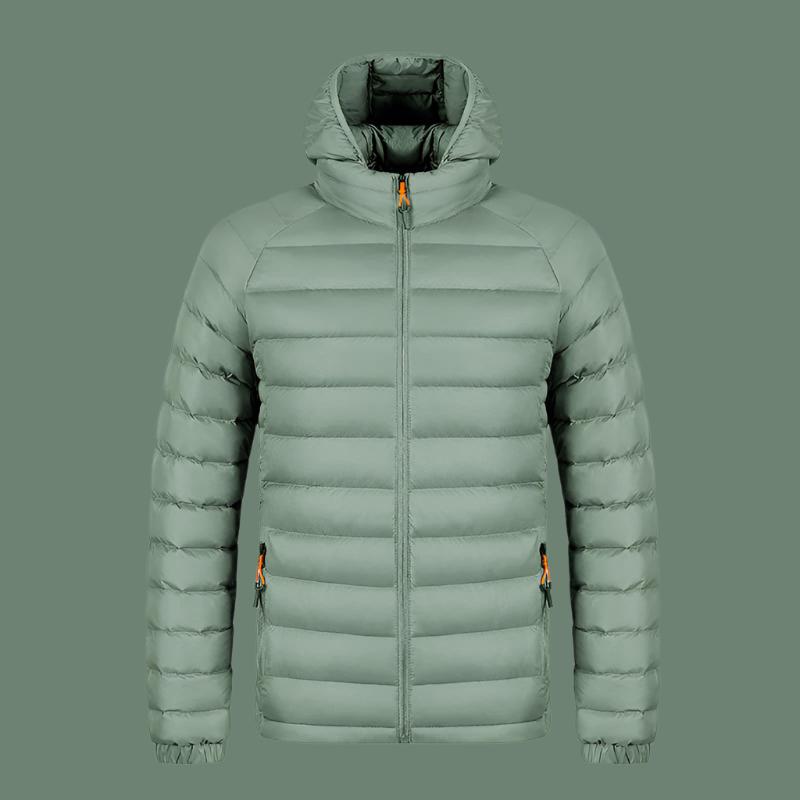 Men’s Lightweight Hooded Winter Jacket – Warm, Portable, with Pockets Light Green Infinite Avenue