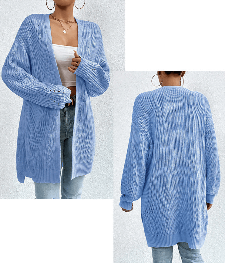 Solid Color Knitted Cardigan Sweater Jacket - Infinite Avenue