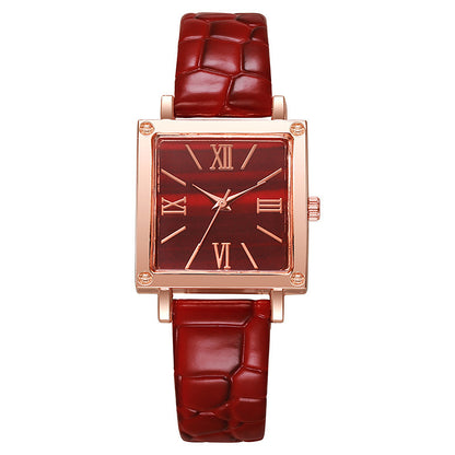 Square Watch Affordable Luxury Fashion Bamboo Pattern Red Infinite Avenue