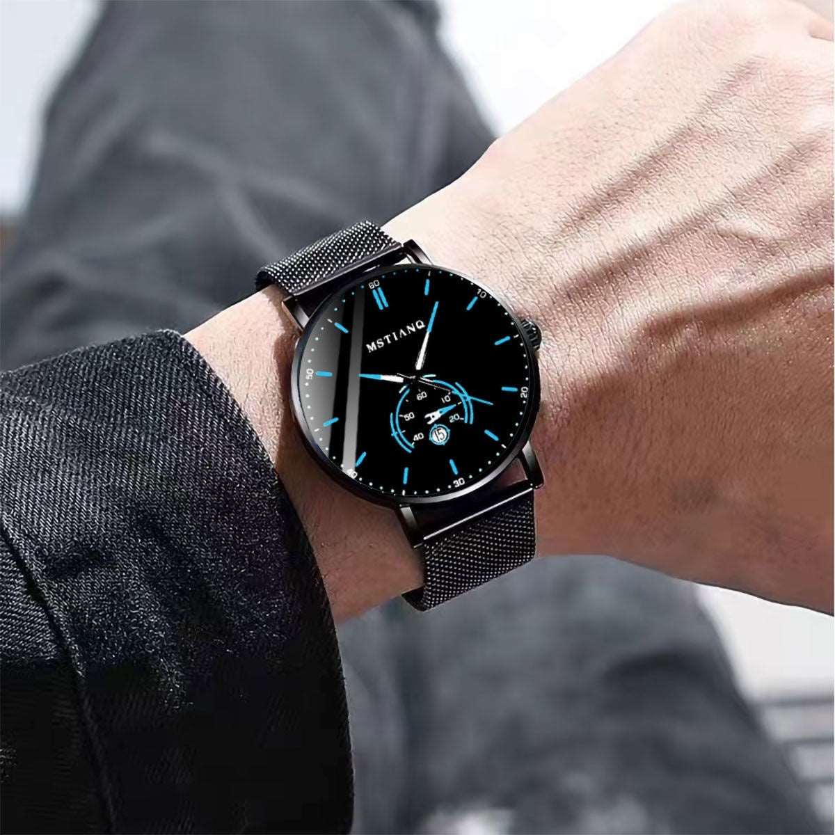 Trade Watch Stylish Black Technology Belt Refined Steel Korean Casual Calendar Infinite Avenue