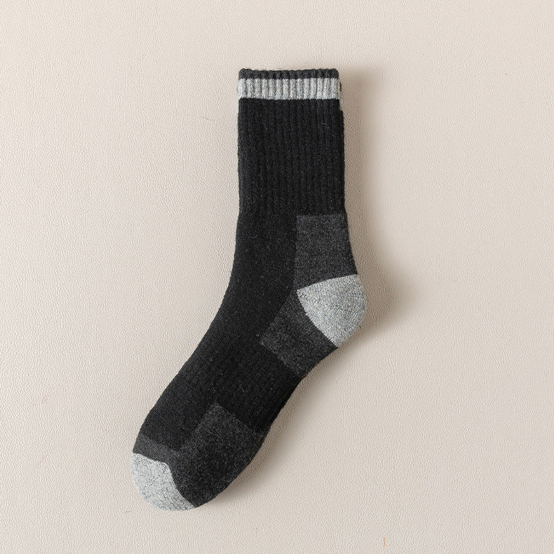 Wool Socks Men Fleece Lined Padded Warm Keeping Terry-loop Hosiery Black 40 Yards To 47 Yards Infinite Avenue