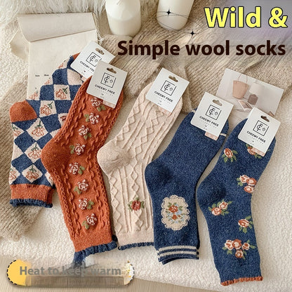 Vintage Floral Wool Fleece Lined Socks Infinite Avenue