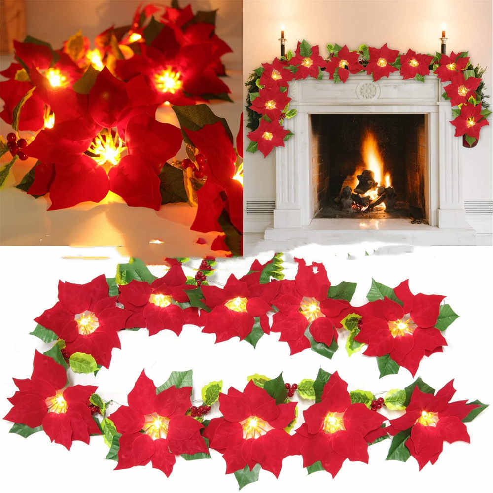 Red Flower String Lights – Door Frame Escalator Decoration 3 Meters 15 Lights Infinite Avenue