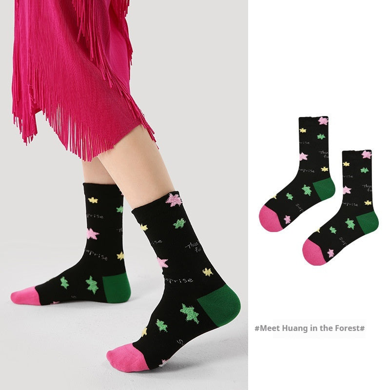 Vintage Court Style Mid-Length Socks Meet Huang in the Forest Average Size Infinite Avenue