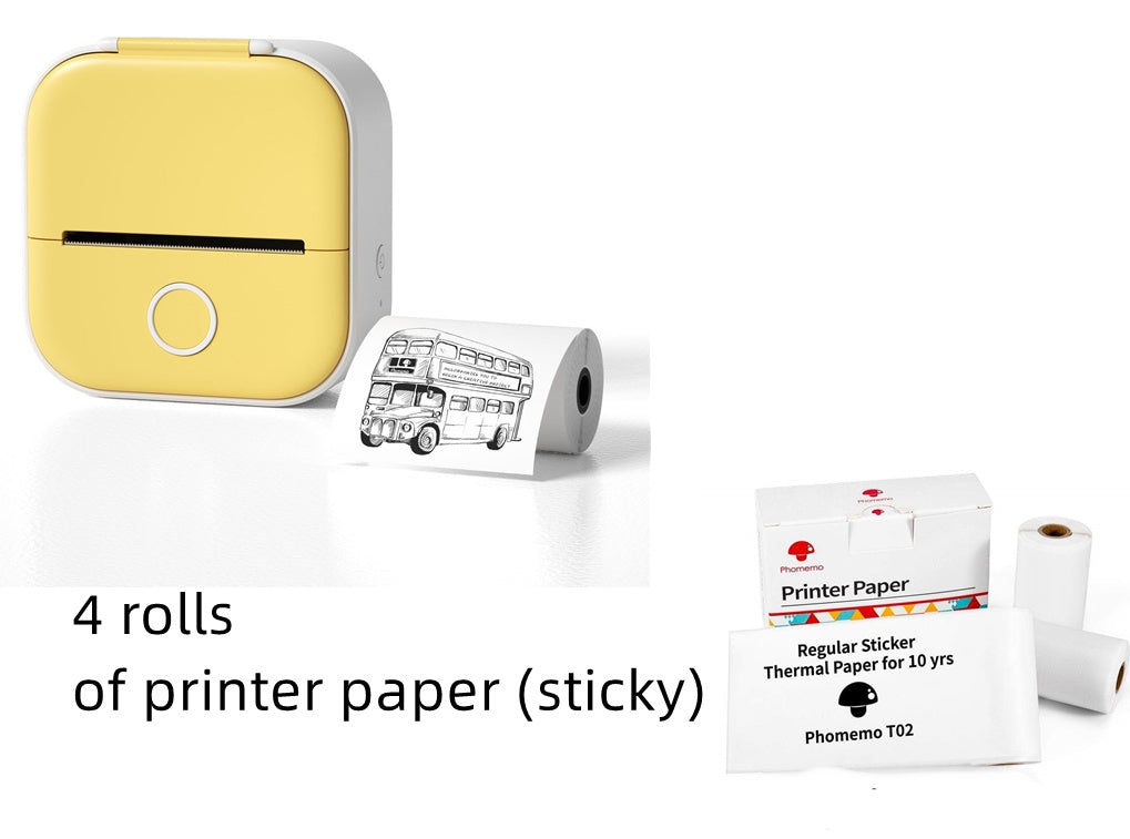 Portable Mini Thermal Label & Photo Printer – Bluetooth Compatible Yellow set USB Infinite Avenue