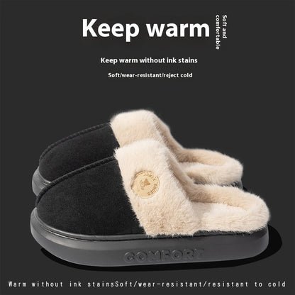 New Plush Slippers For Women Men Winter Warm Home Slipper Indoor Thick-soled Fleece Shoes Black Infinite Avenue