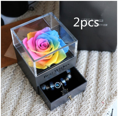 Eternal Flower Rose Jewelry Box for Birthday Presents Valentines Day Wedding Gift Colorful2pcs Infinite Avenue