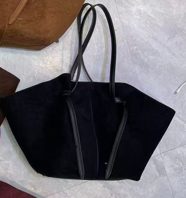 Women's Suede Shoulder Tote Bag – Large Capacity, Portable Pure Black 21x15x37CM Infinite Avenue