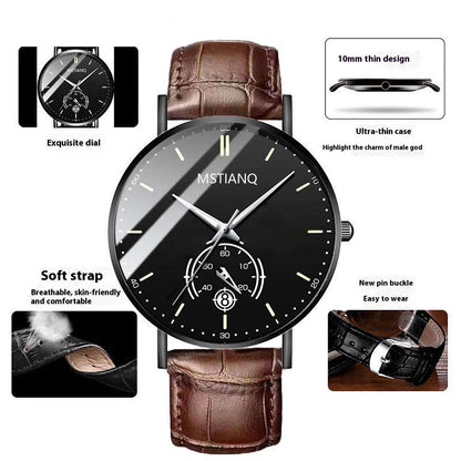 Trade Watch Stylish Black Technology Belt Refined Steel Korean Casual Calendar Brown Belt White Plate Infinite Avenue