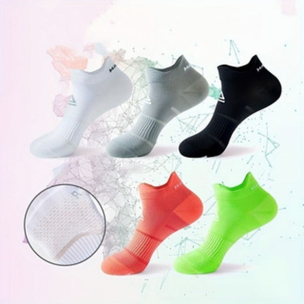 5 Pairs Unisex Sports Socks – Elastic, Breathable & Sweat-Wicking Black White Gray Pink Green Infinite Avenue