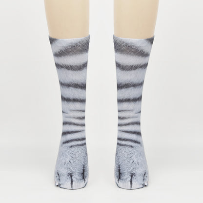 3D Animal Print Foot Socks White Cat Infinite Avenue