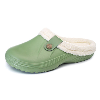 Female Plus Size Fleece-lined Home Cotton Slippers Green Infinite Avenue