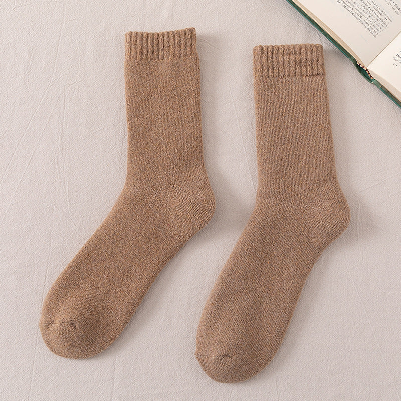 Men's Fleece-Lined Wool Socks – Winter Warmth Khaki Free Size Infinite Avenue