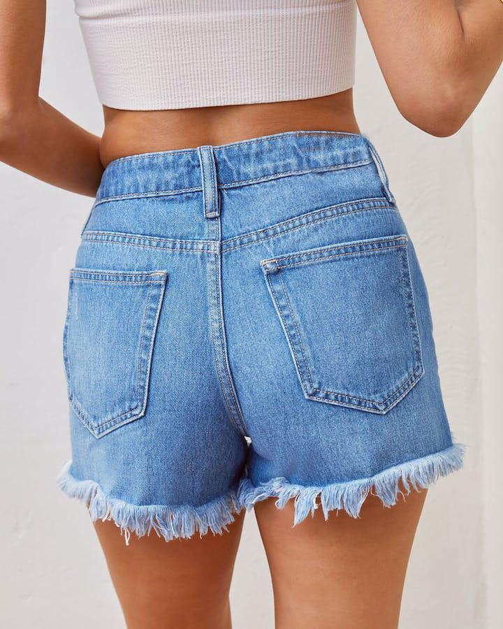 Tassel High Waist Ripped Denim Shorts - Infinite Avenue