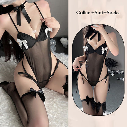 Underwear Perspective Suspender Lace Jumpsuit Perspective Flirty Nightdress Woman