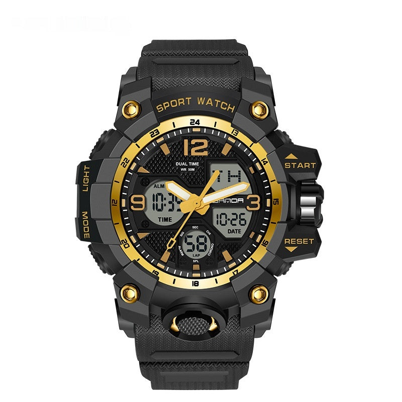 Electronic Youth Student Fashion Trend Cool Men's Watch 6030 Black Gold Men's Infinite Avenue