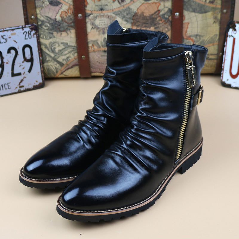 Boots Trendy All-matching Korean Style Height Increasing Black Infinite Avenue