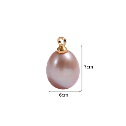 Natural Freshwater Pearl Half Hole Bead Strong Light Rice-shaped Pearl Pendant Parts Infinite Avenue