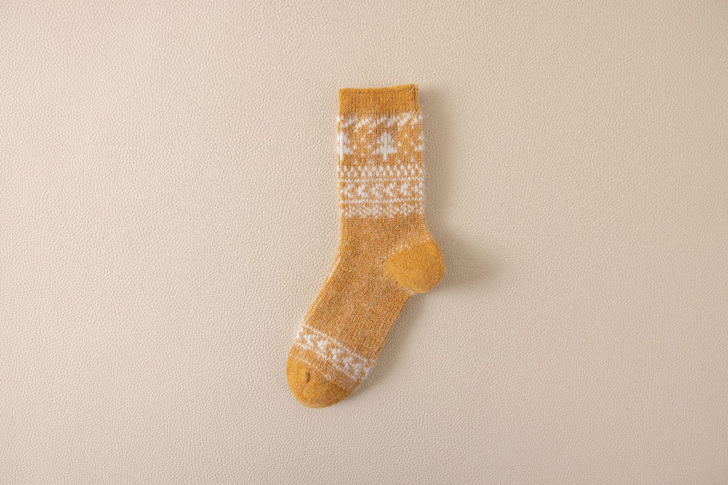 Autumn & Winter Mid-Calf Thick Knit Women's Socks 3 Yellow Infinite Avenue