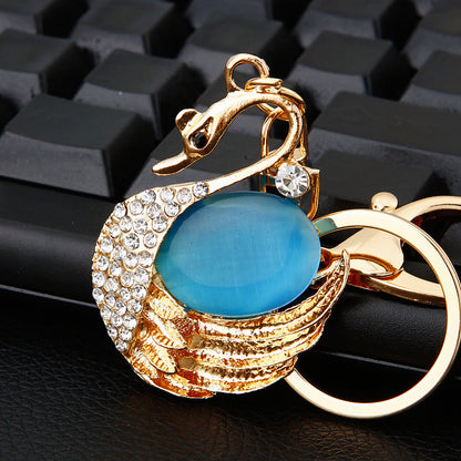 Diamond Crystal Swan Car Key Ring A 04moon Light Stone Swan Blue Single OPP Bag Packaging Infinite Avenue