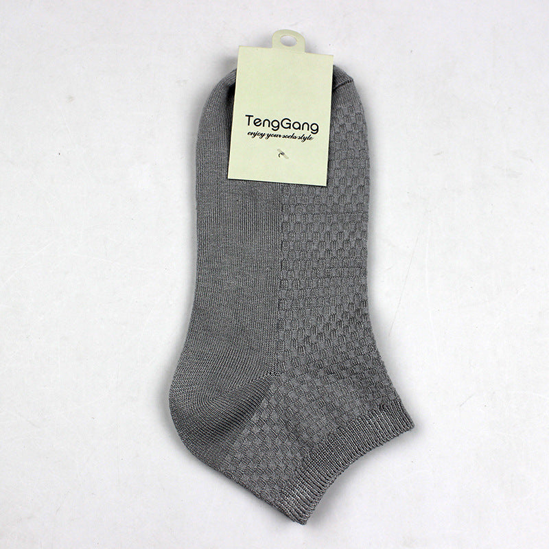 Men's Bamboo Fiber Low-Cut Socks – All Seasons Light Gray Free Size Infinite Avenue