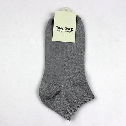 Men's Bamboo Fiber Low-Cut Socks – All Seasons Light Gray Free Size Infinite Avenue